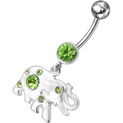 Jeweled Elephant Dangling Belly Ring - Monster Piercing