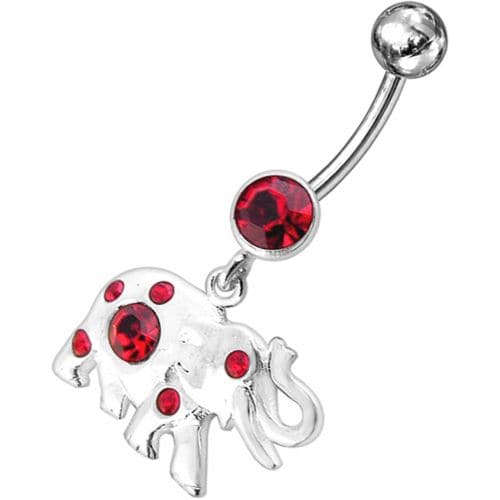 Jeweled Elephant Dangling Belly Ring - Monster Piercing