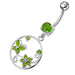 Jeweled Fancy Silver Dangling SS Curved Bar Belly Ring - Monster Piercing