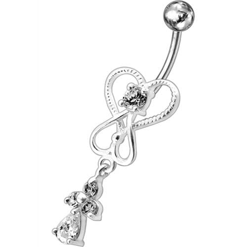 Silver Dangling Banana Bar Navel Ring - Monster Piercing