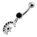 Jeweled Star Moon Fancy Silver Dangling SS Bananna Bar Belly Ring - Monster Piercing