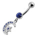 Jeweled Star Moon Fancy Silver Dangling SS Bananna Bar Belly Ring - Monster Piercing