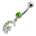 Jeweled Star Moon Fancy Silver Dangling SS Bananna Bar Belly Ring - Monster Piercing