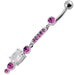 Silver Jeweled Fancy Dangling SS Bar Banana Navel Ring - Monster Piercing