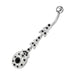  Fancy Silver Dangling SS Bar Curved Belly Ring  - Monster Piercing