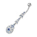  Fancy Silver Dangling SS Bar Curved Belly Ring  - Monster Piercing