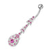  Fancy Silver Dangling SS Bar Curved Belly Ring  - Monster Piercing