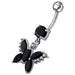 Jeweled Butterfly Dangling Belly Button Ring - Monster Piercing