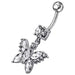 Jeweled Butterfly Dangling Belly Button Ring - Monster Piercing