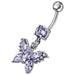 Jeweled Butterfly Dangling Belly Button Ring - Monster Piercing