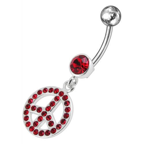 Fancy Logo Silver Dangling Steel Curved Belly Ring - Monster Piercing