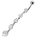 Fancy Silver Dangling Curved Bar Navel Ring - Monster Piercing