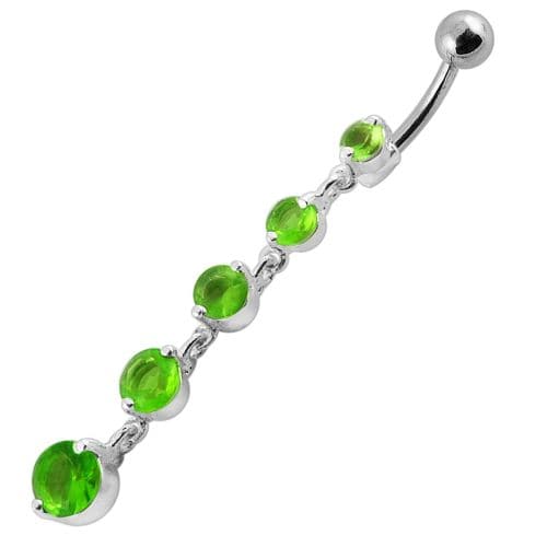 Fancy Silver Dangling Curved Bar Navel Ring - Monster Piercing