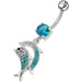 Jumping Jeweled Dolphin Dangling Belly Bar - Monster Piercing