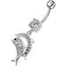 Jumping Jeweled Dolphin Dangling Belly Bar - Monster Piercing