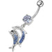 Jumping Jeweled Dolphin Dangling Belly Bar - Monster Piercing