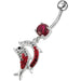 Jumping Jeweled Dolphin Dangling Belly Bar - Monster Piercing