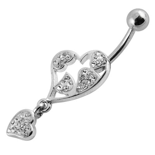 Heart Fancy Dangling Steel Banana Belly Ring - Monster Piercing