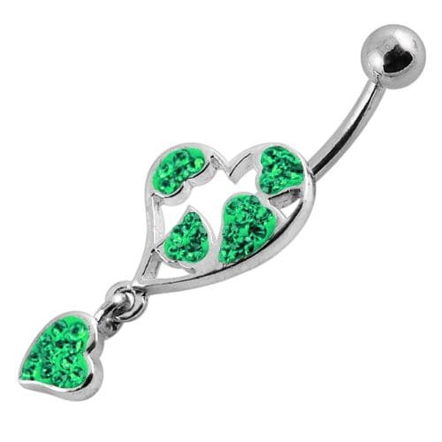 Heart Fancy Dangling Steel Banana Belly Ring - Monster Piercing