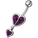 Fancy Loop Heart Silver Dangling Belly Ring With SS Banana Bar - Monster Piercing