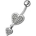 Fancy Loop Heart Silver Dangling Belly Ring With SS Banana Bar - Monster Piercing