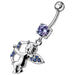 Jeweled Fancy  Angel Silver Dangling SS Bar Curved Belly Ring - Monster Piercing