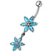 Silver Jeweled Flower Dangling SS Curved Belly Ring - Monster Piercing