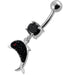 Jeweled Dolphin Silver Dangling Navel Ring - Monster Piercing