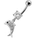 Jeweled Dolphin Silver Dangling Navel Ring - Monster Piercing