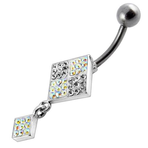 Silver Fancy Dangling Banana bar Navel Belly Ring - Monster Piercing