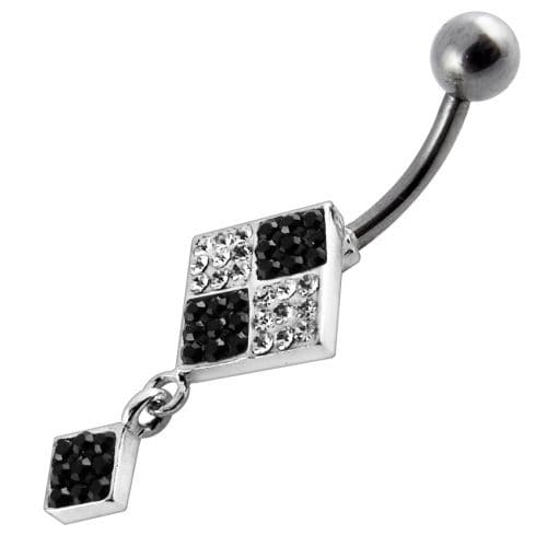 Silver Fancy Dangling Banana bar Navel Belly Ring - Monster Piercing