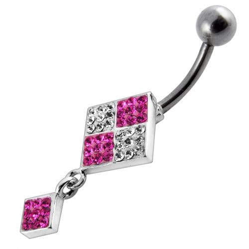 Silver Fancy Dangling Banana bar Navel Belly Ring - Monster Piercing