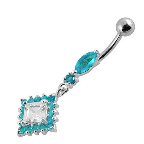 Diamond shapedFancy Dangling Belly Ring - Monster Piercing