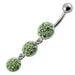 Fancy triple ball  Dangling Belly Ring With Banana Bar - Monster Piercing