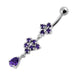  Fancy Silver Dangling Belly Ring With SS Curved Bar - Monster Piercing