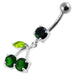 Cherry Jeweled Fancy Silver Dangling Belly Ring With SS Bar - Monster Piercing