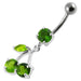 Cherry Jeweled Fancy Silver Dangling Belly Ring With SS Bar - Monster Piercing