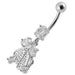 Fancy Silver Dangling Belly Ring With SS Banana Bar - Monster Piercing