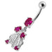 Fancy Silver Dangling Belly Ring With SS Banana Bar - Monster Piercing