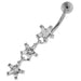 Dangling Tri Stars Sterling Silver Navel Belly Button Bar - Monster Piercing