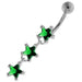 Dangling Tri Stars Sterling Silver Navel Belly Button Bar - Monster Piercing