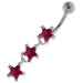 Dangling Tri Stars Sterling Silver Navel Belly Button Bar - Monster Piercing