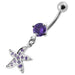 Jeweled Silver Fancy Star Dangling SS Banana Belly Ring  - Monster Piercing