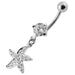 Jeweled Silver Fancy Star Dangling SS Banana Belly Ring  - Monster Piercing