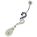 Pearl Jeweled Fancy Silver Dangling Banana Bar Navel Belly Ring - Monster Piercing