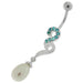 Pearl Jeweled Fancy Silver Dangling Banana Bar Navel Belly Ring - Monster Piercing