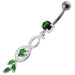 Multi Stone Jeweled Fancy Dangling SS Banana Bar Belly Ring - Monster Piercing