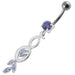 Multi Stone Jeweled Fancy Dangling SS Banana Bar Belly Ring - Monster Piercing