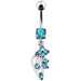 Silver Jeweled Fancy Dangling Belly Ring - Monster Piercing