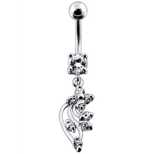 Silver Jeweled Fancy Dangling Belly Ring - Monster Piercing